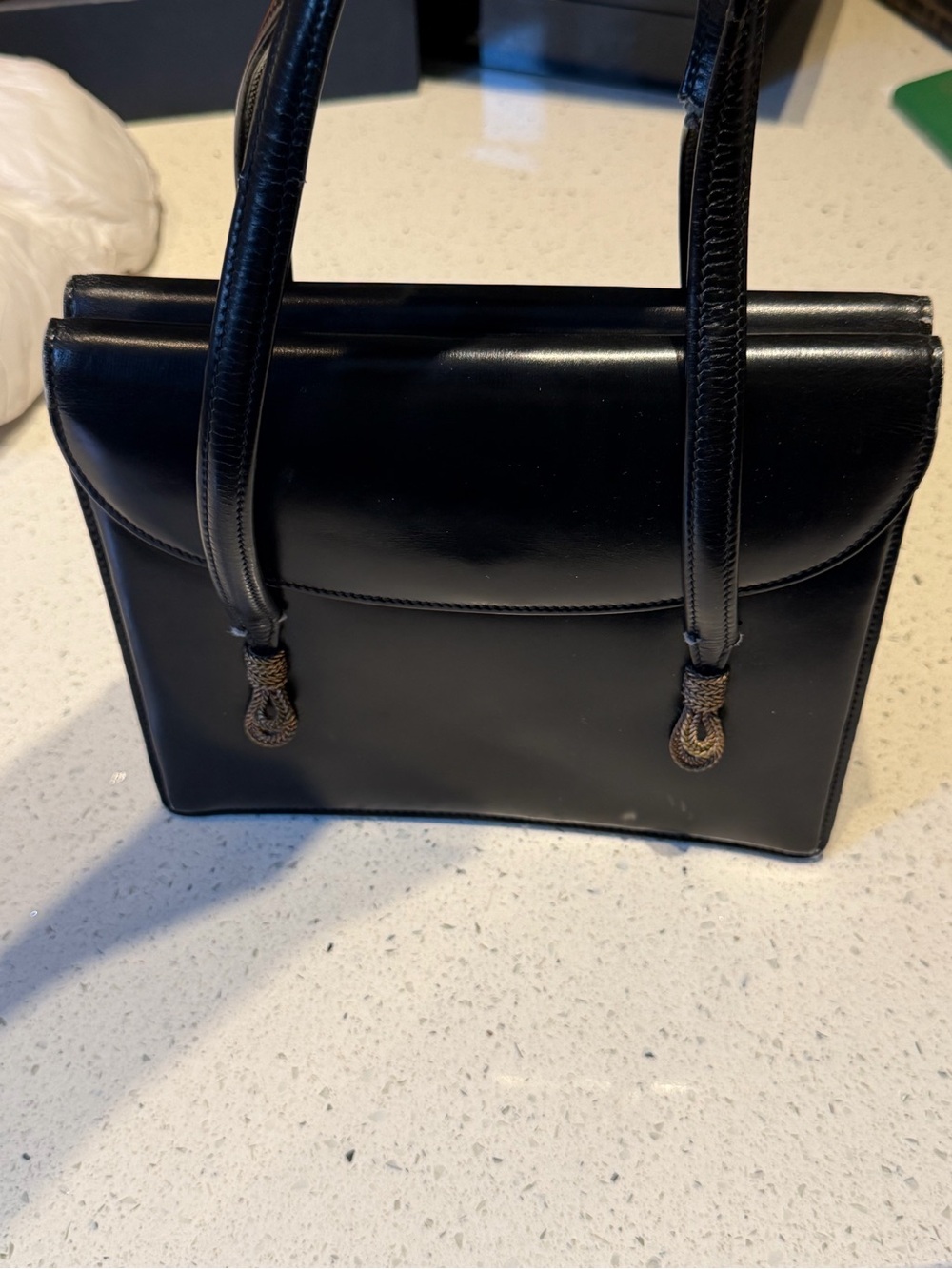 Gucci vintage  Black Leather Top-Handle Women's Bag PROJECT- rare